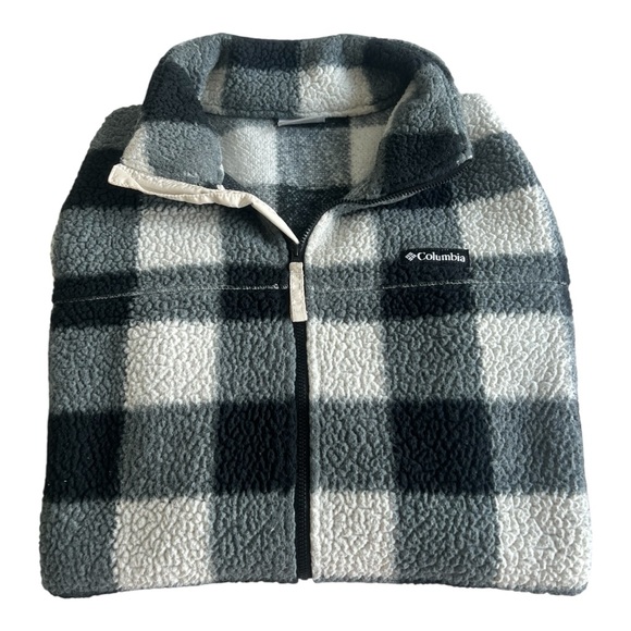 Women’s Columbia Gray, black, and Cream Checkered Fleece Jacket Size XL. - Picture 5 of 6